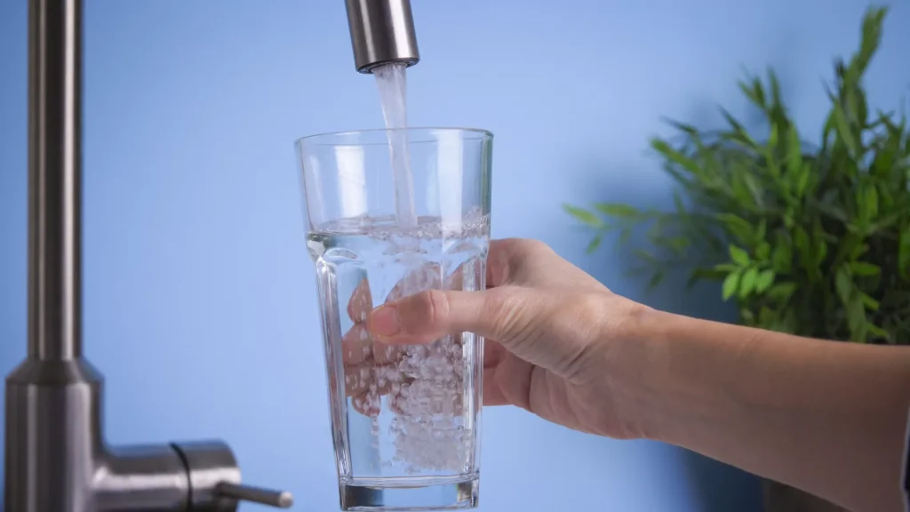 Glass of pure tap water