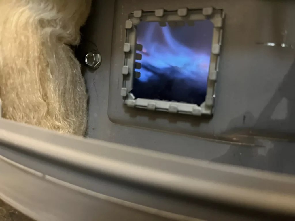 Gas furnace flame close up