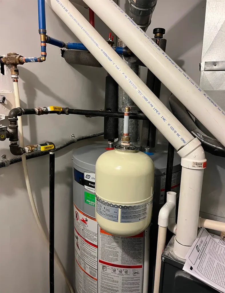 Water heater tank and pipes