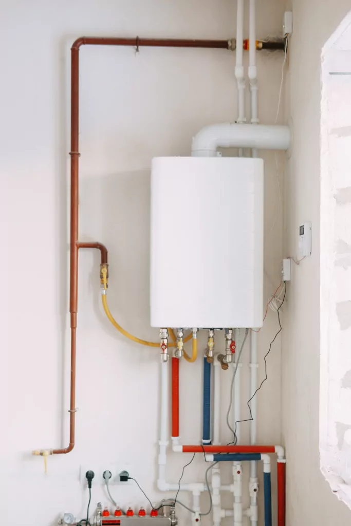 Tankless water heater and pipes