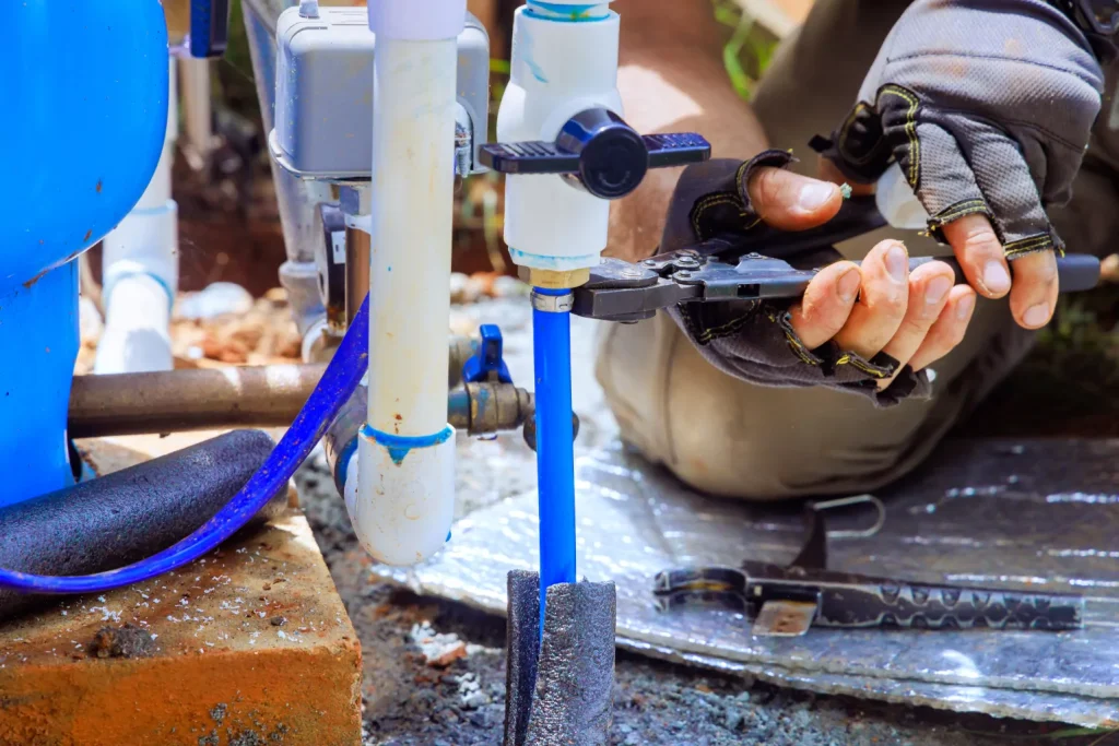 Water pipe being connected to well
